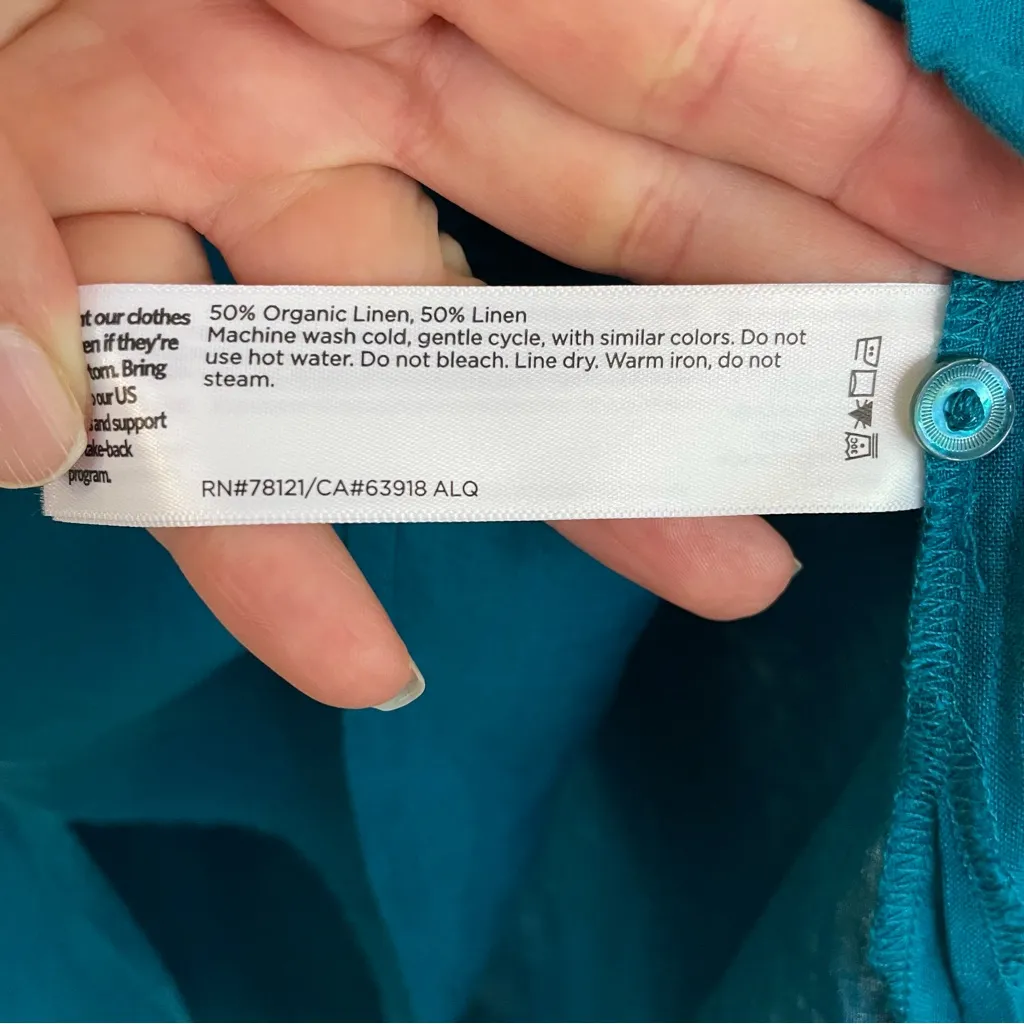 Eileen Fisher Linen Classic Collar Button Down Tunic Shirt‎ Size Small Lagenlook - Image 10