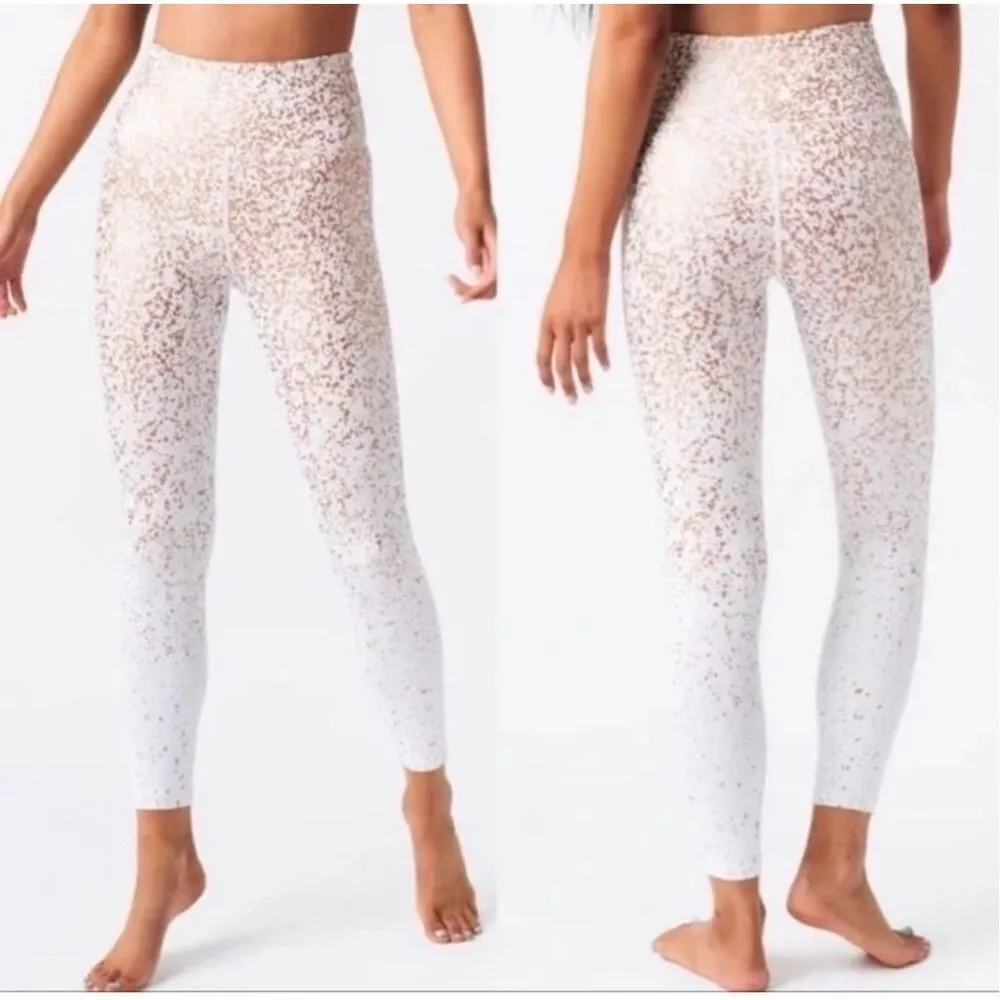 ZYIA ACTIVE White Stay Gold Light N' Tight High Rise 7/8 Leggings Flecked - Image 2