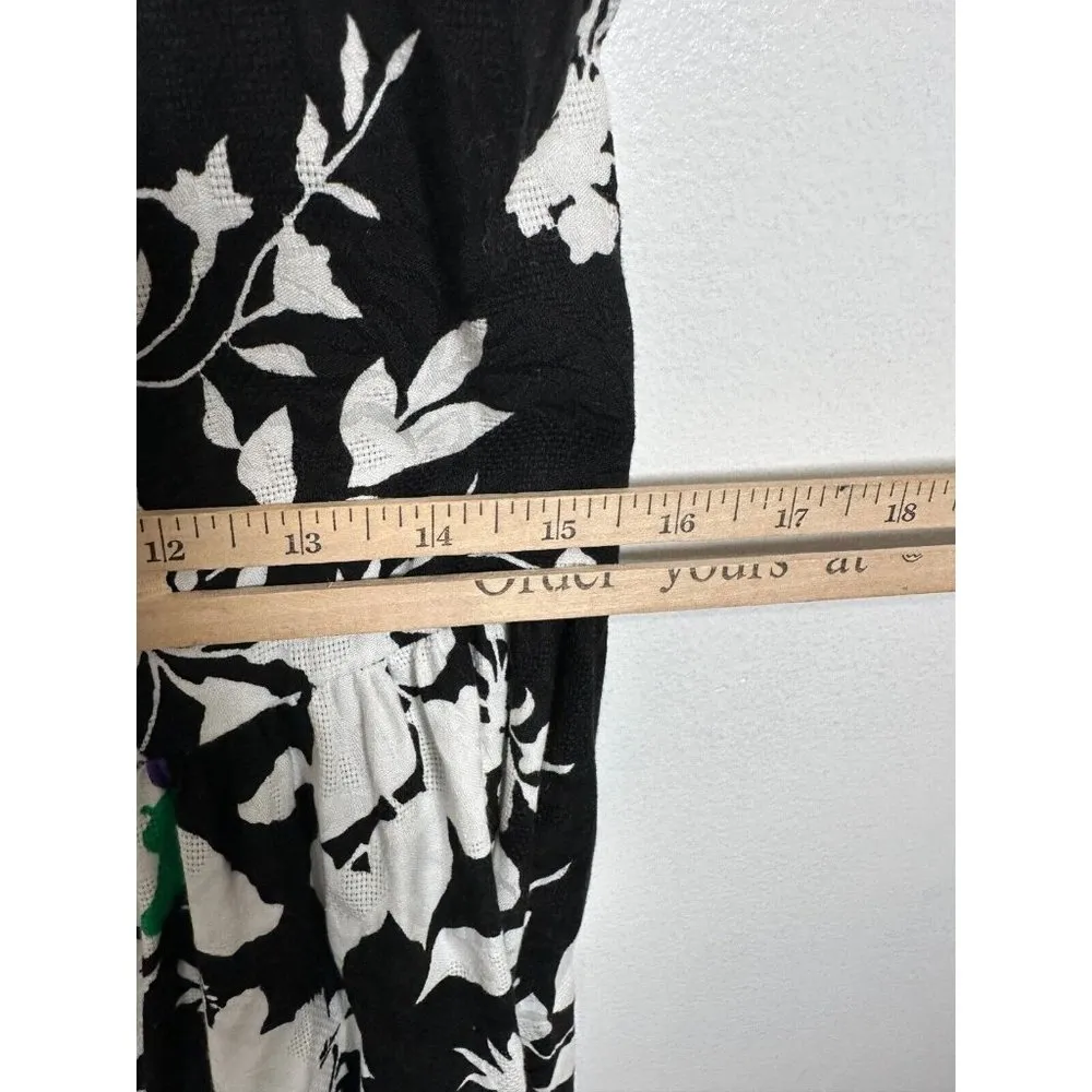 Vintage David Mitchell Women 9/10 Dress Floral Black White Tea Dress Cottagecore Size undefined - Image 12