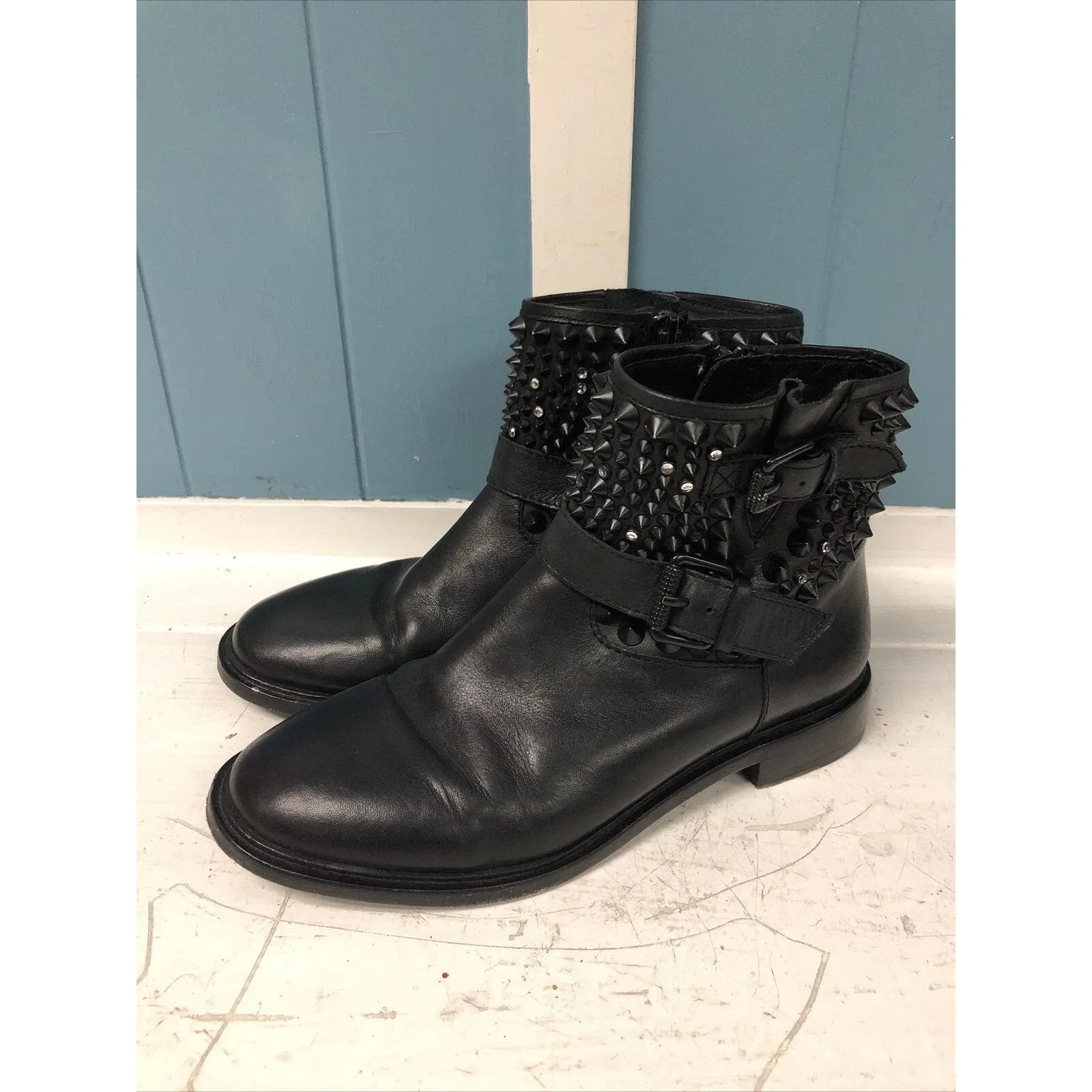 ASH PUNKY BIS Women's US 5-5.5 / EUR 35 Black‎ Studded Combat Boots - Image 2