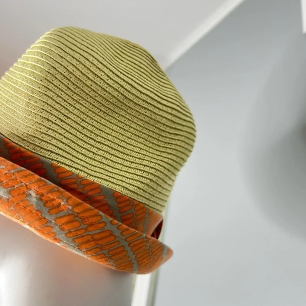 Calvin Klein straw summer hat orange trim beach fedora cruise vacation sunshine - Image 3