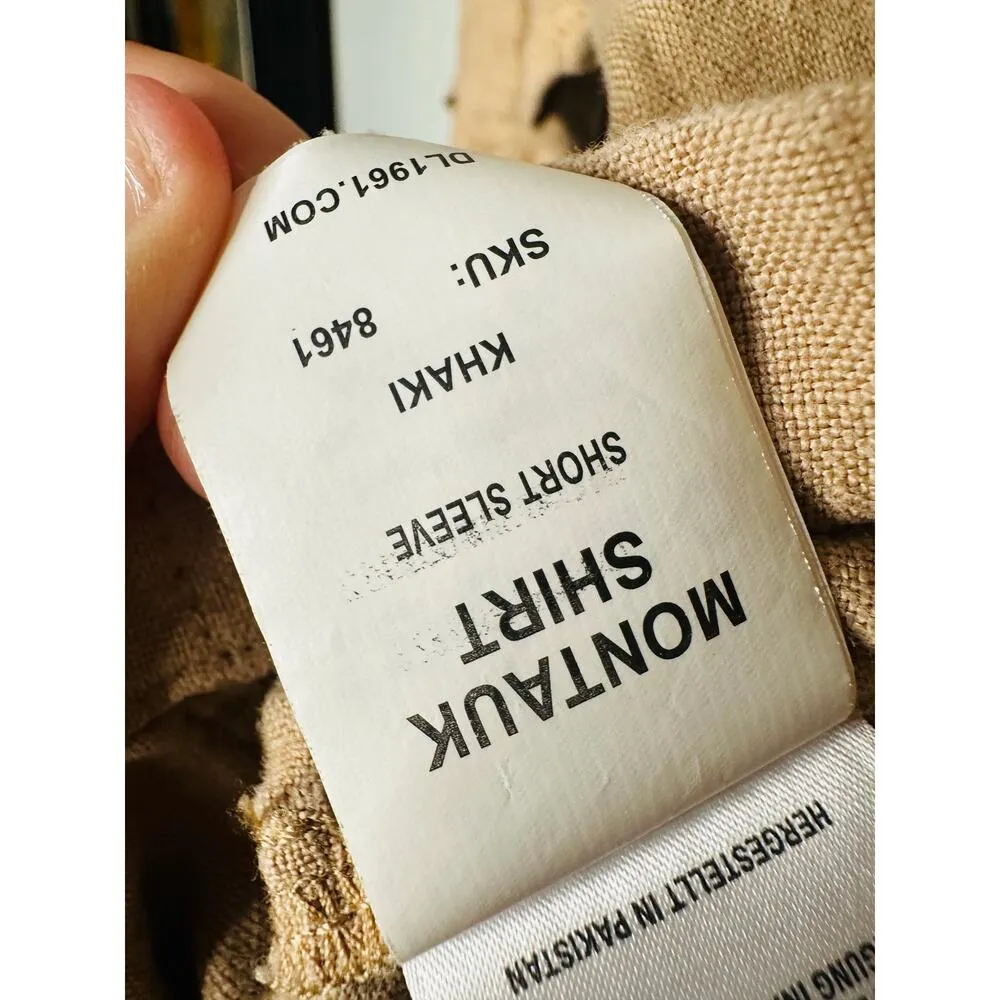 DL1961 Khaki Tan Short Sleeve Button Front Flap Pockets Montauk Shirt Size M - Image 9