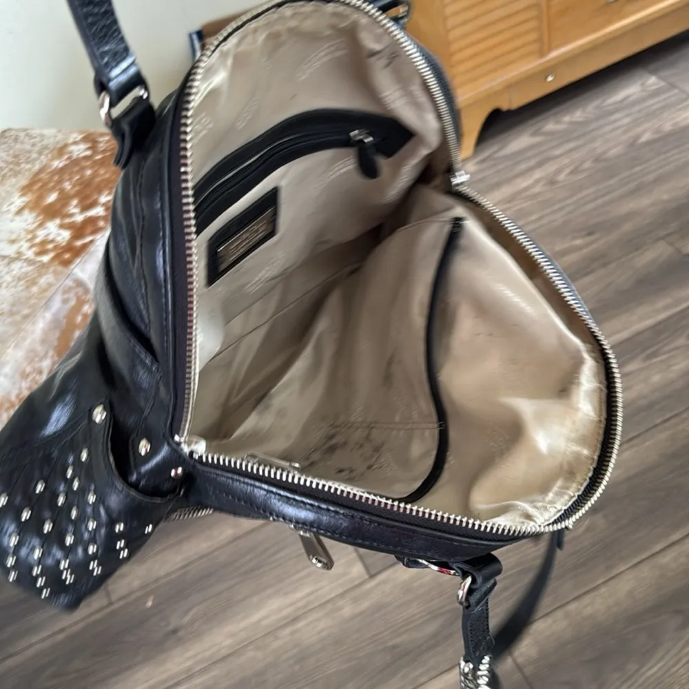 black leather studded silver  BADGLEY MISCHKA American Glamour  shoulder bag - Image 9