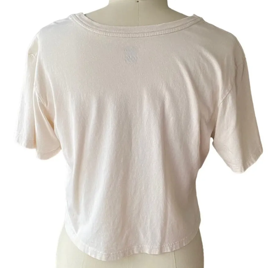 VANS "Off The Wall Since 1966" Short Beige Graphic Crop T-Shirt Top ~ MEDIUM - Image 3