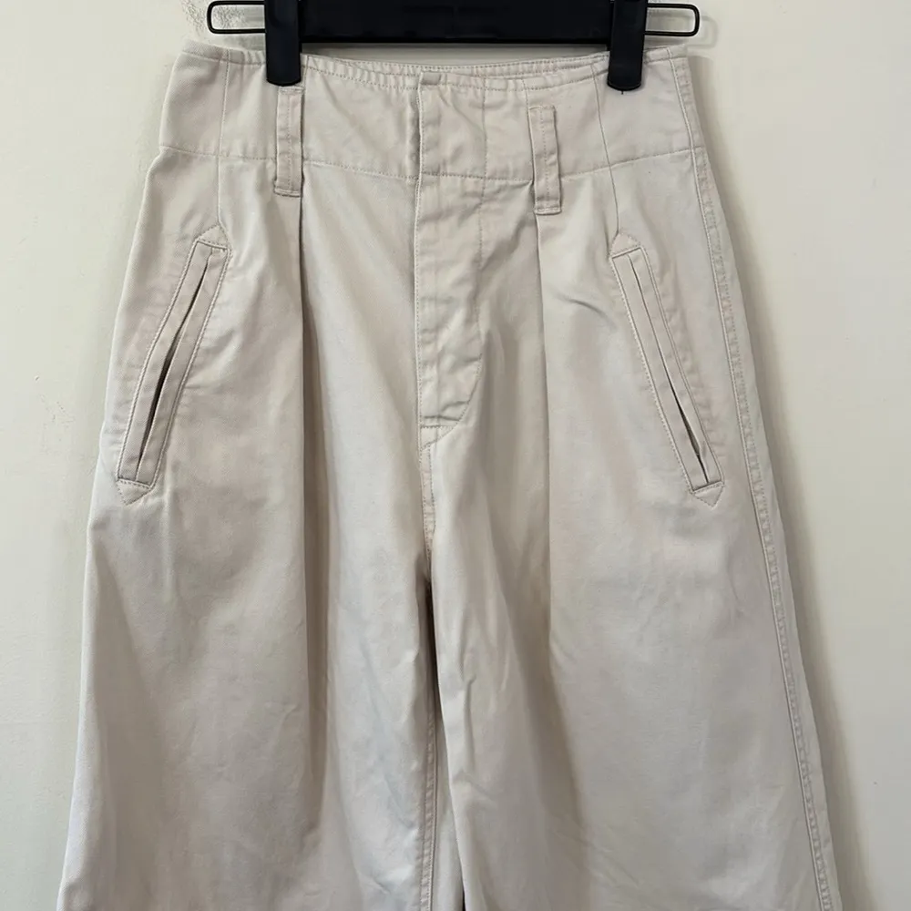 Isabel Marant Étoile Odea Cropped Wide Leg Pants Beige Size 36 - Image 3