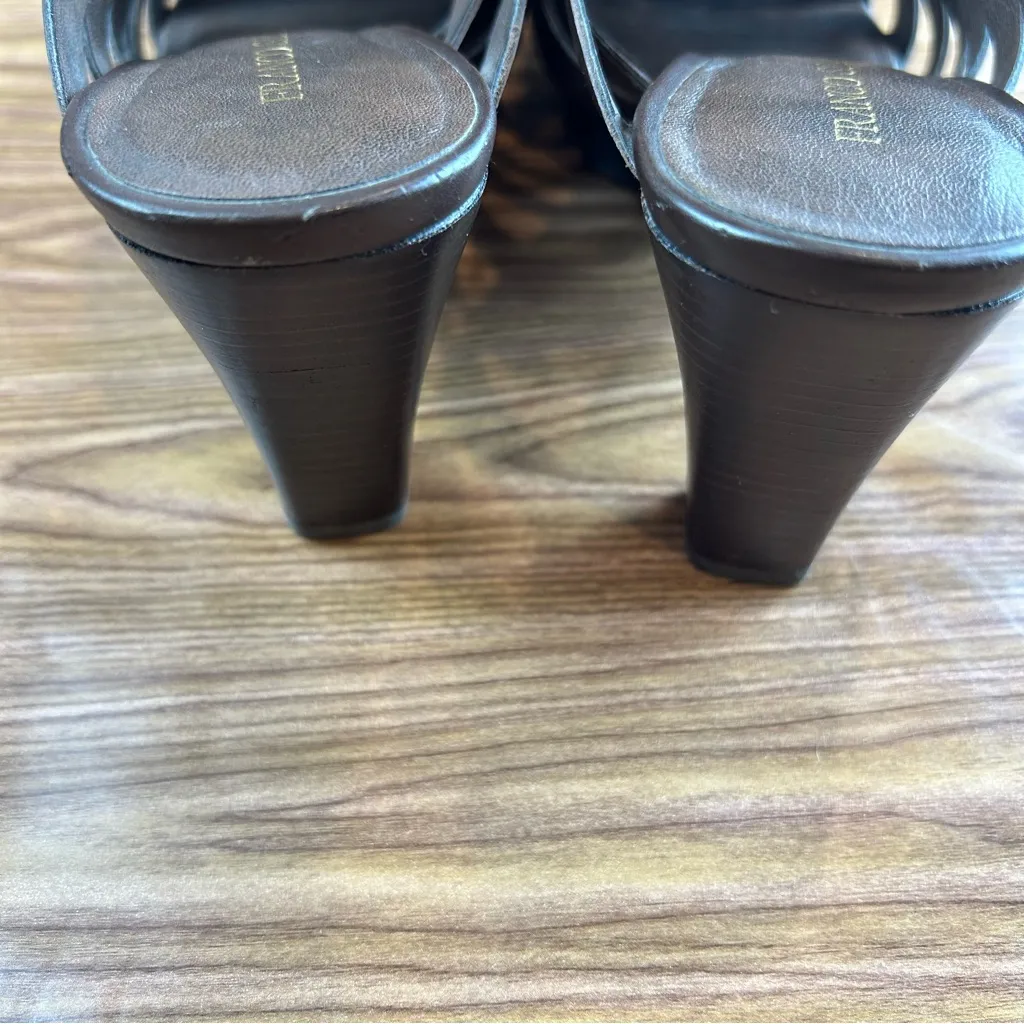Franco Sarto Brown Leather Basket Weave Heeled Sandals “Twitter” - Size 8.5 - Image 4