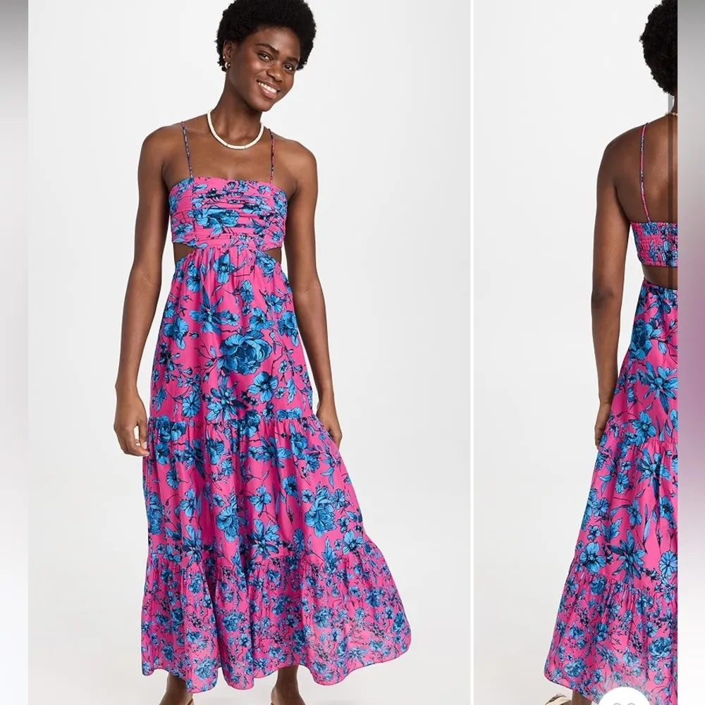 Floral Pink & Blue Playa Lucila Cutout Maxi Dress party resort spring $150 boho Size M - Image 2