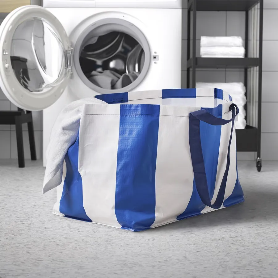 NWT IKEA SÄCKKÄRRA Large Blue/White Striped Shopping Bag 14½ x 22½ x 15¼" 19 gal Blue - Image 3