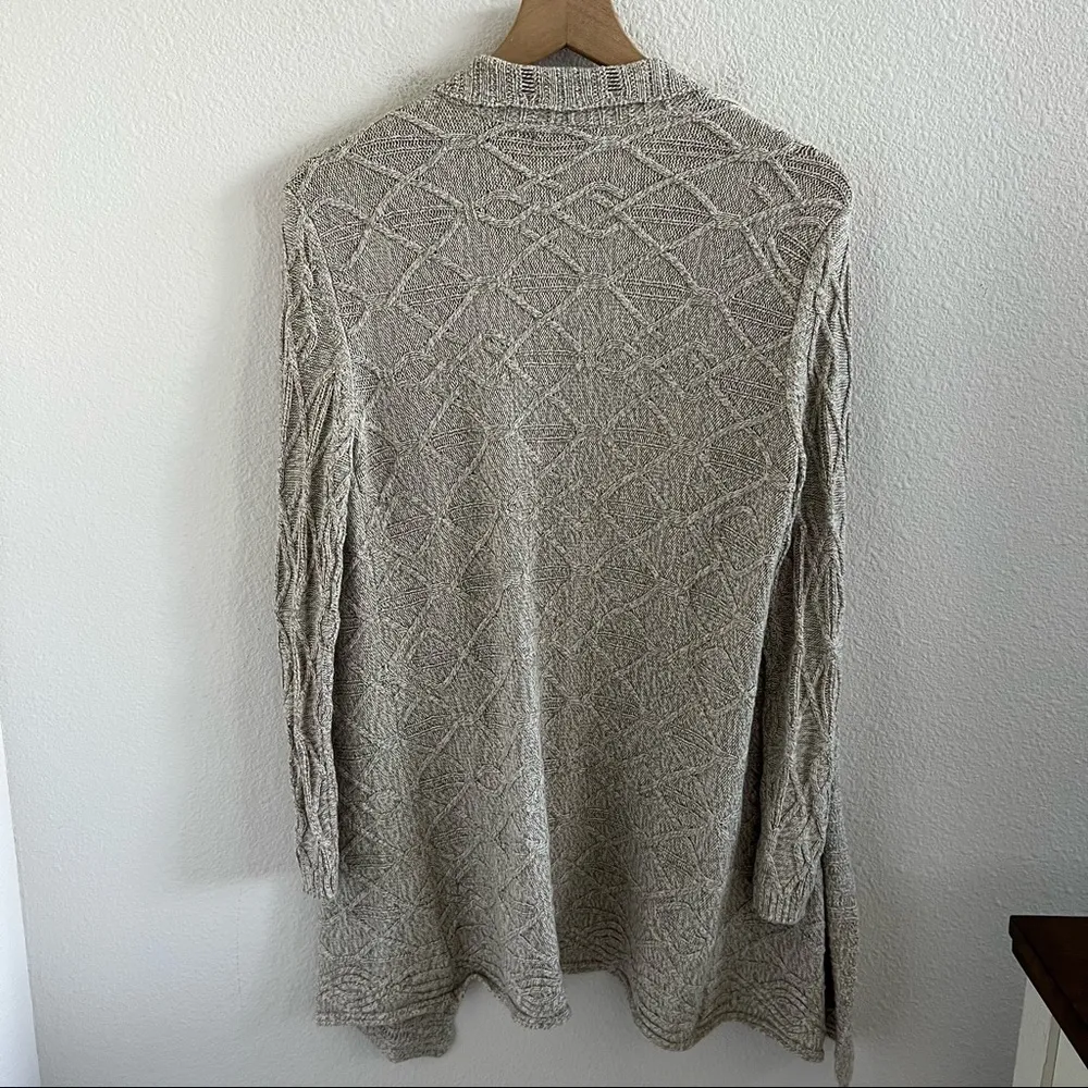 Nic + Zoe Champagne Open Front Knit Cardigan Boho Neutral Small - Image 5