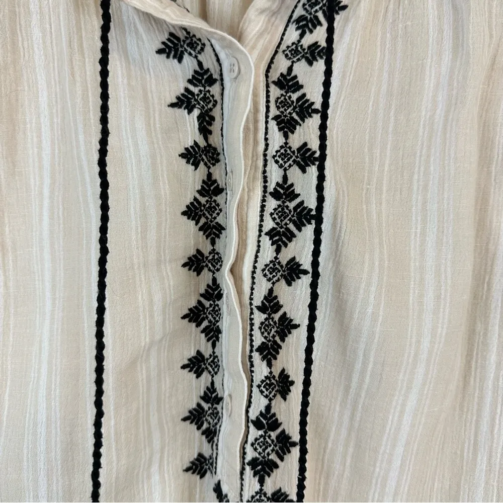 Garnet Hill | Tan Embroidered Gauze Popover Dress Size 6 - Image 4