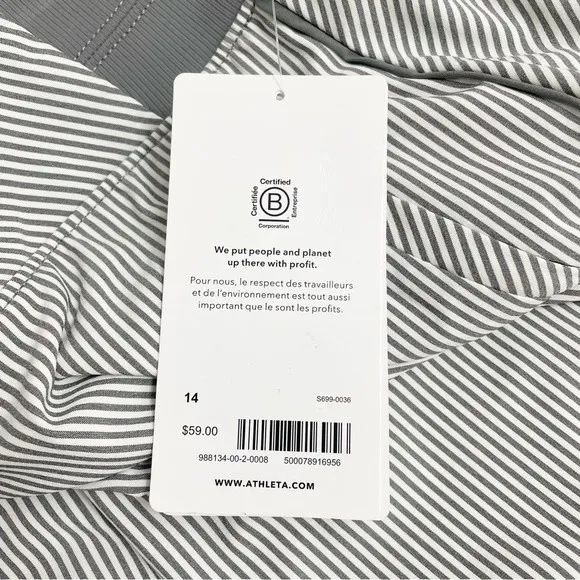 NWT Athleta Brooklyn Skort Size 14 Textured 16” Pull On Gray Ivory Stripe NEW - Image 14
