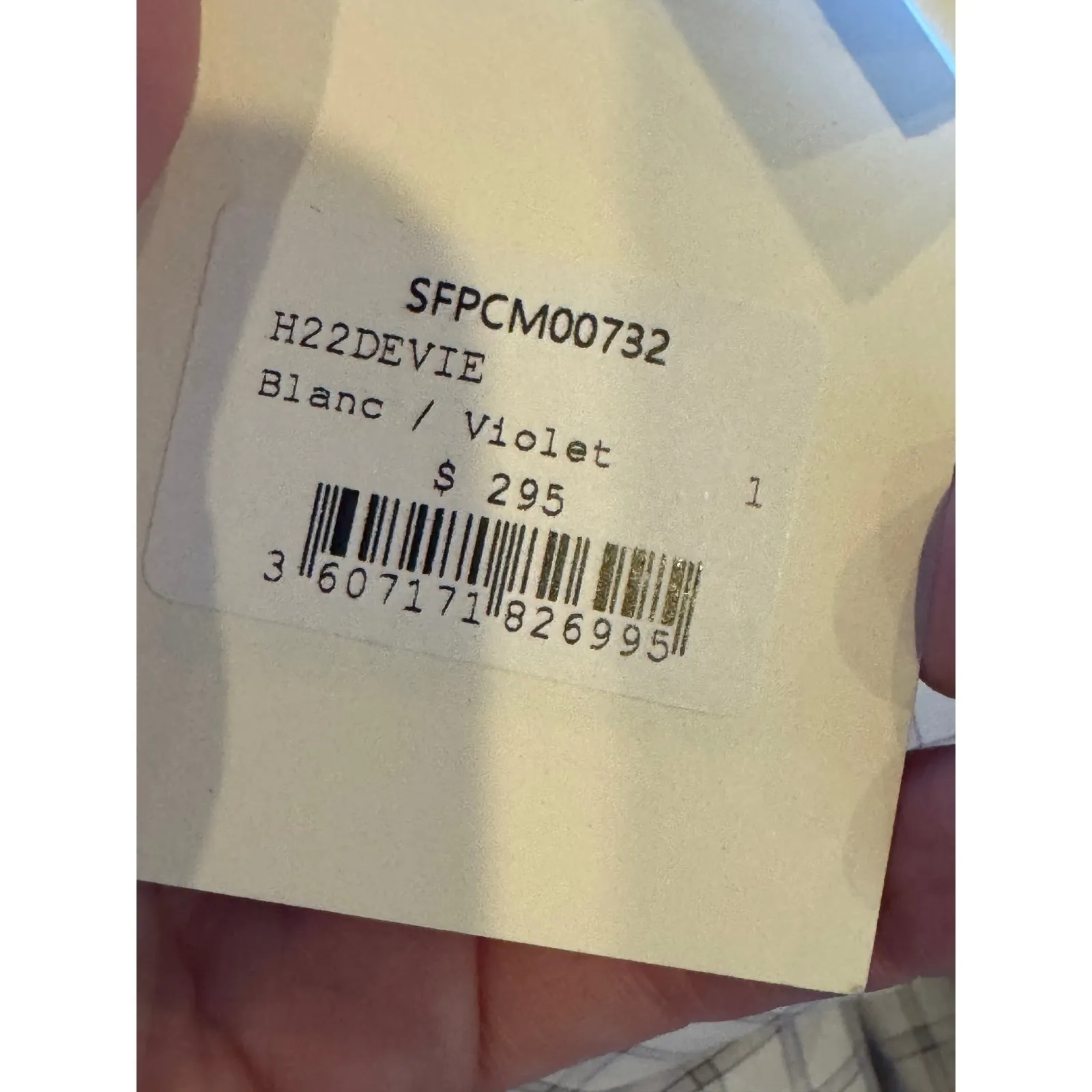 Sandro Shirt Women Small White Purple Devie Check Smocked Ruffle Button Down NWT - Image 13