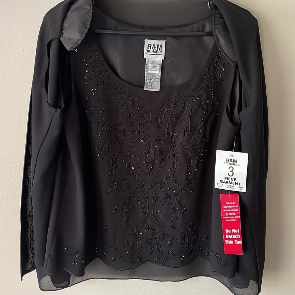 R & M Richard’s 2 Piece Blouse Sz16 New With Tags Beaded Sequins inner camisole - Image 5