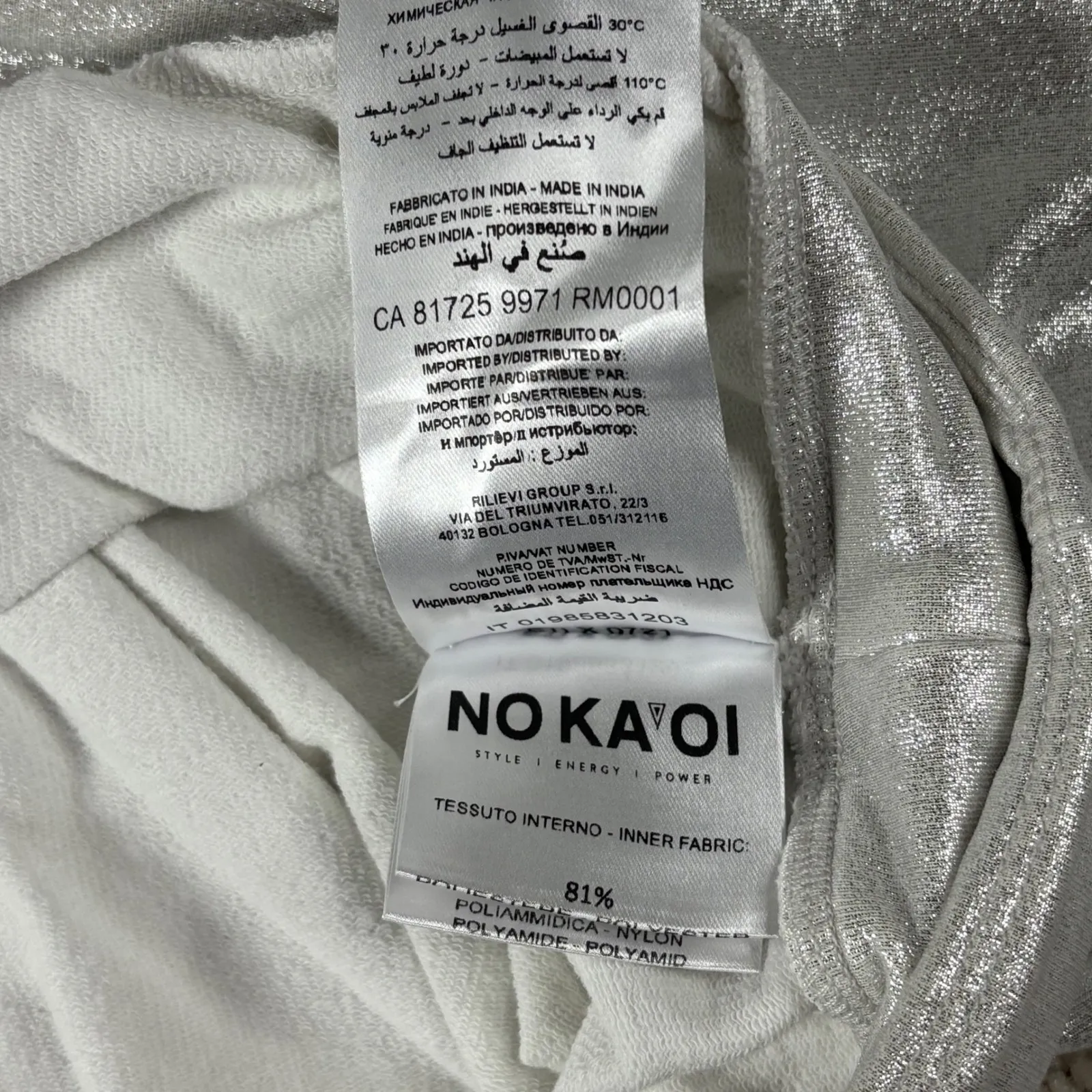 NO KA'OI Metallic Silver Cropped Hoodie Size 3 Small/Medium Sweatshirt - Image 7