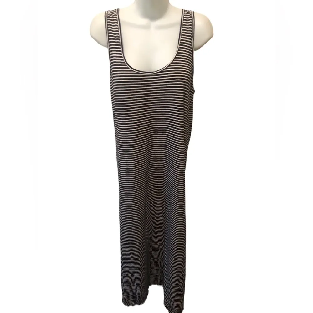 Everlane Striped Navy White Racerback Nidi Tank Dress Sz L 100% Cotton Nautical - Image 6