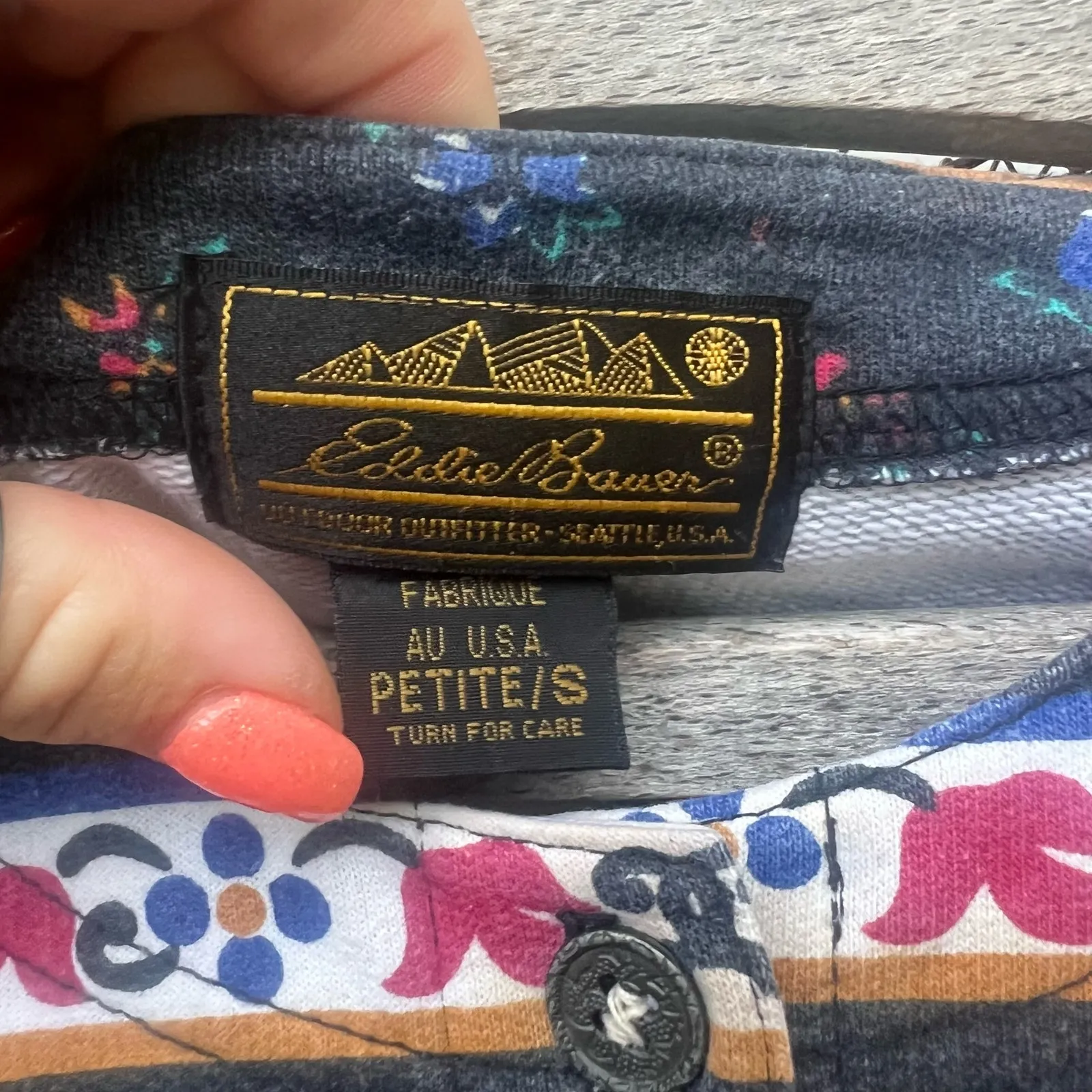 Vintage Eddie Bauer Knit Floral Fair Isle All Over Print Button Up Cardigan SP - Image 6