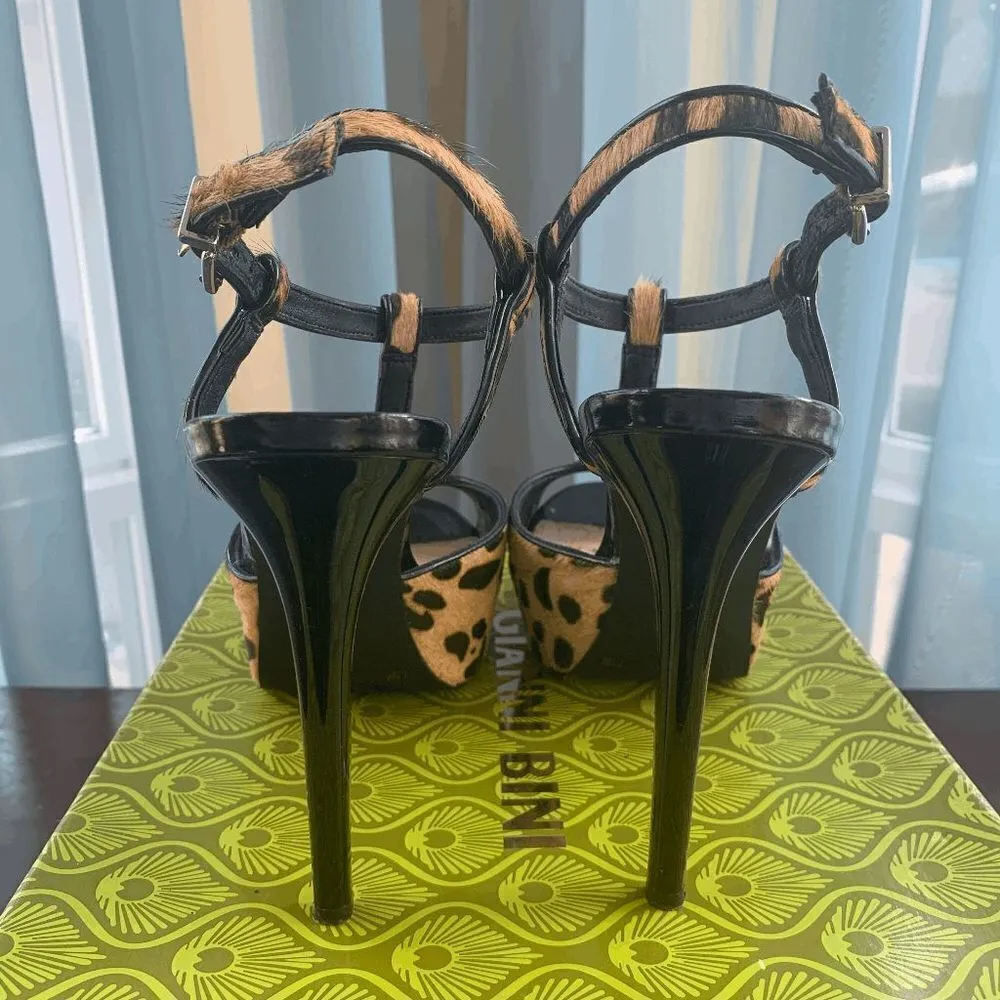 Gianni Bini Womens High Heels Slingback Animal Print Black 7.5 - Image 7