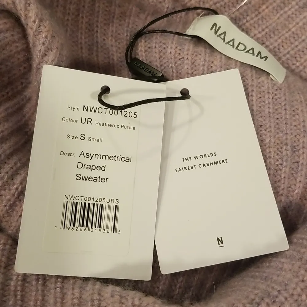 💕NAADAM💕 Asymmetrical Draped Sweater Wool Cashmere Heathered Purple Small NWT - Image 11