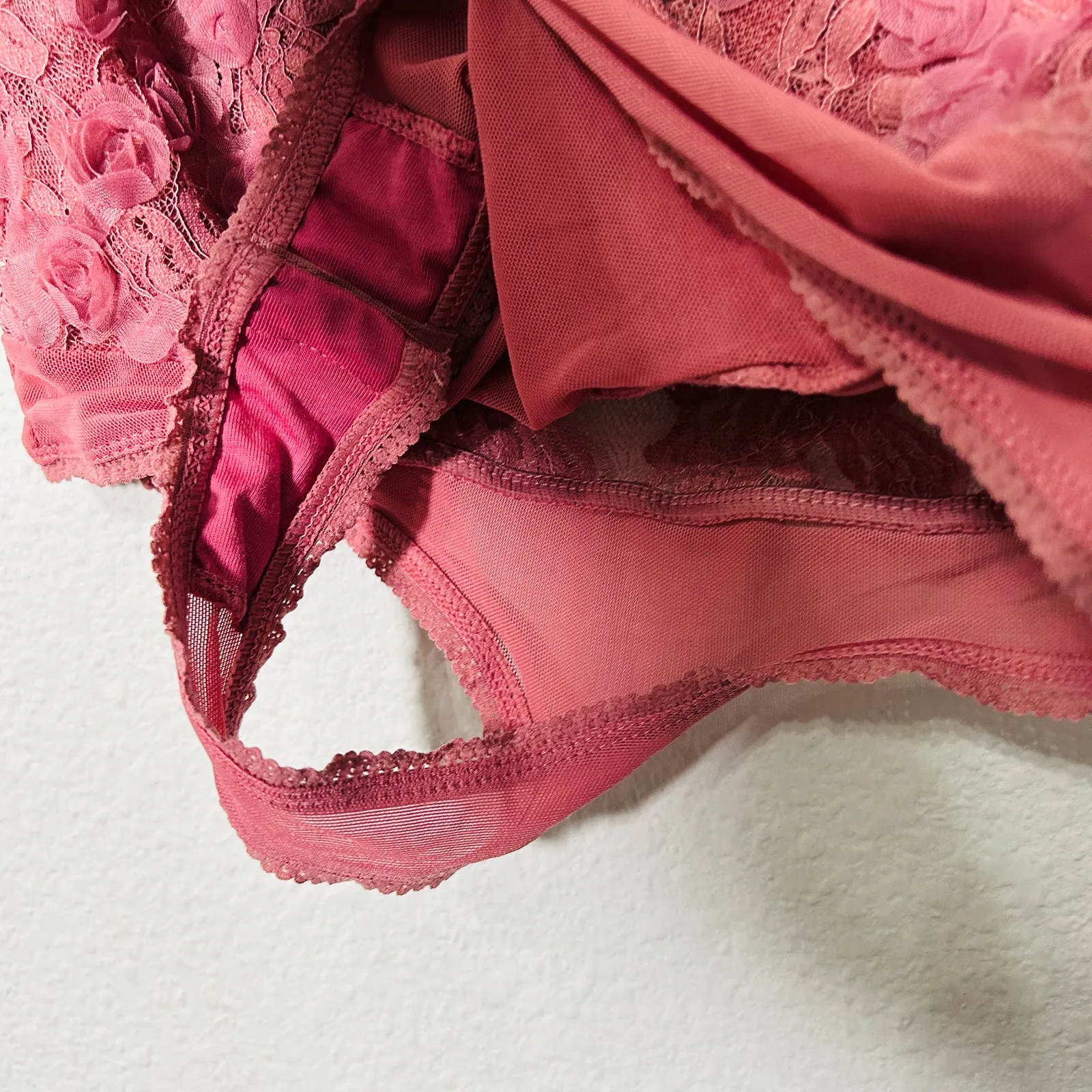 NEW Free People Intimately 2 Haute 2 Handle Pink Rosette Bodysuit Small Coquette - Image 9