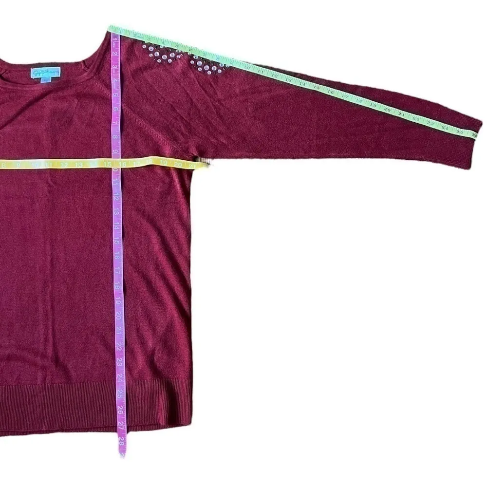 Jaclyn Smith Red cold shoulder embellished tunic sweater size Large NWT - Image 13