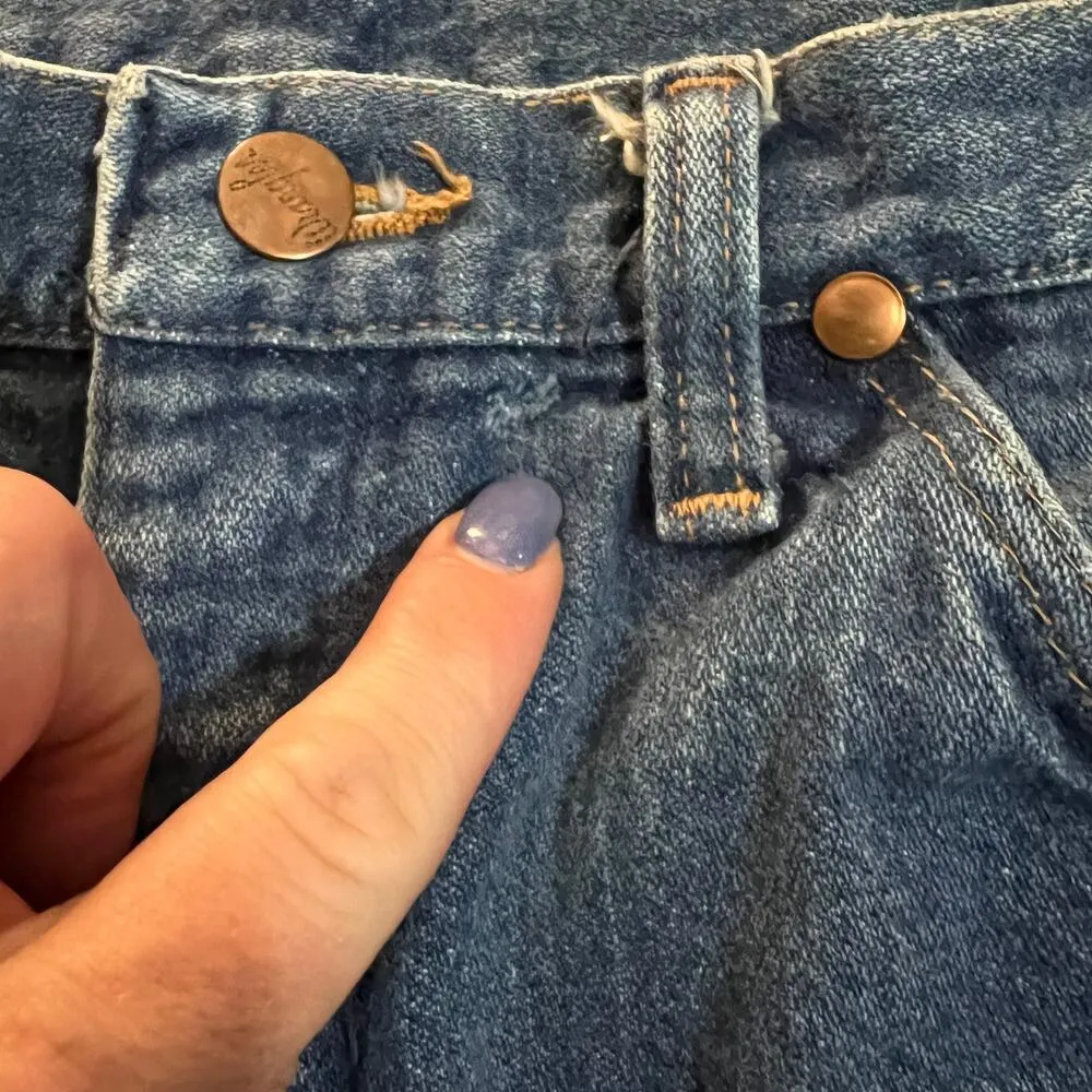 Vintage 90s Wrangler high rise wedgie fit taper leg cowgirl jeans 14MWZ 11x34 - Image 9