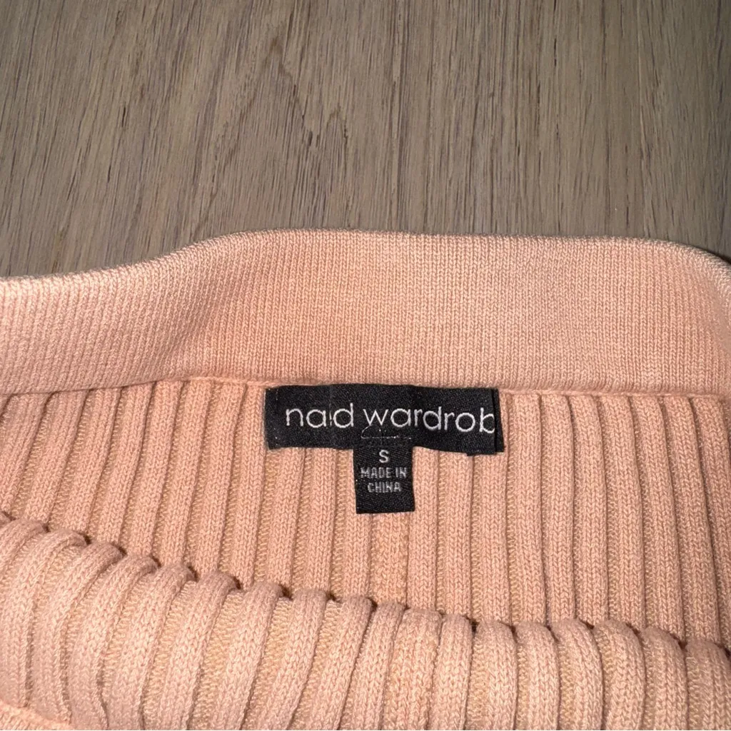 Naked Wardrobe Pink Ribbed Flare Pants - Size Small - Image 3