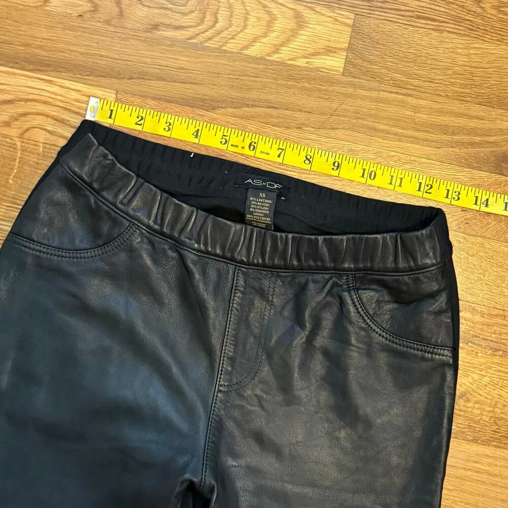 As by DF Womens XS Black Kiki Leather Leggings Fabric Leather Mix Stretch Biker - Image 2