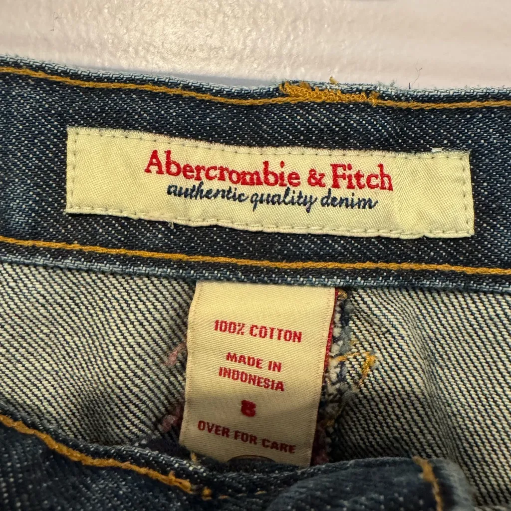 Vintage denim Abercrombie and Fitch button‎ mini skirt - Image 3