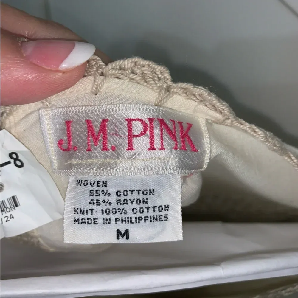 JM Pink Vintage‎ 2 pc embroidered ivory hand crochet skirt set Tan Size M - Image 14