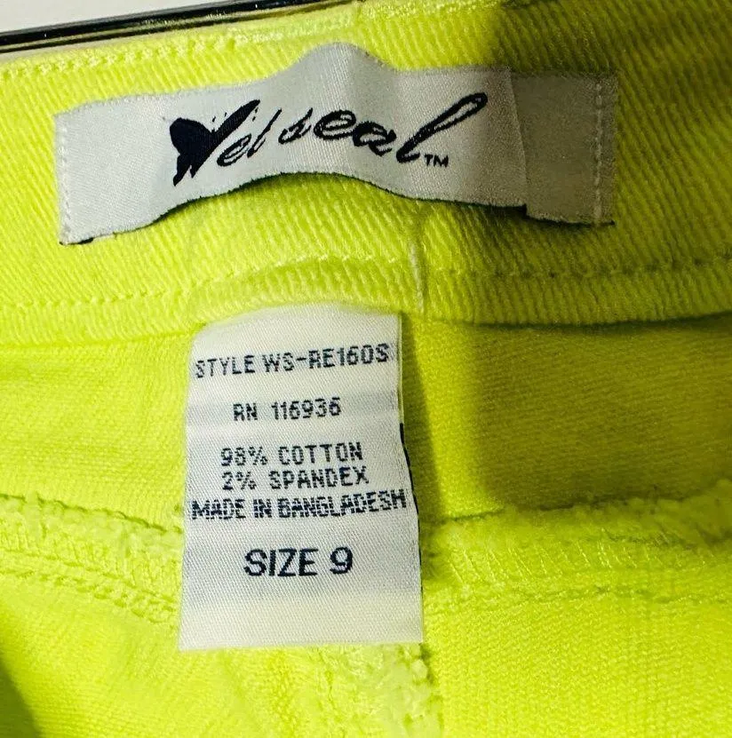 Vintage Wet Seal Women's Neon Yellow Highlighter Straight Leg Jeans Size 9 - Image 5