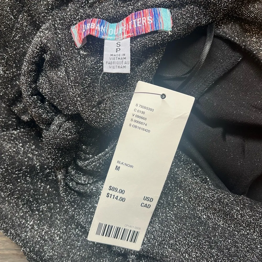 NWT UO Urban Outfitters Arna Sparkle Cut Out Midi Dress Black Noir Small - Image 11