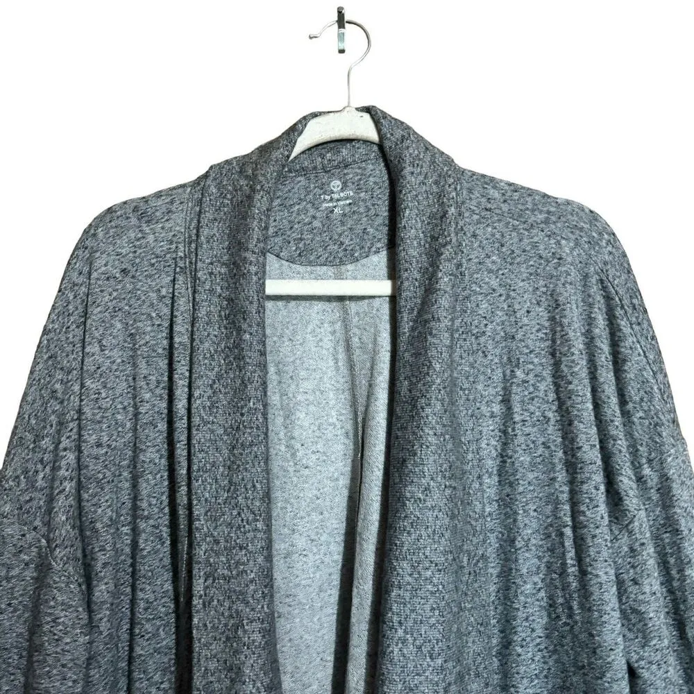 Talbots Cardigan Womens Extra Large XL Gray Open Collared Stretch Sweater - Image 2