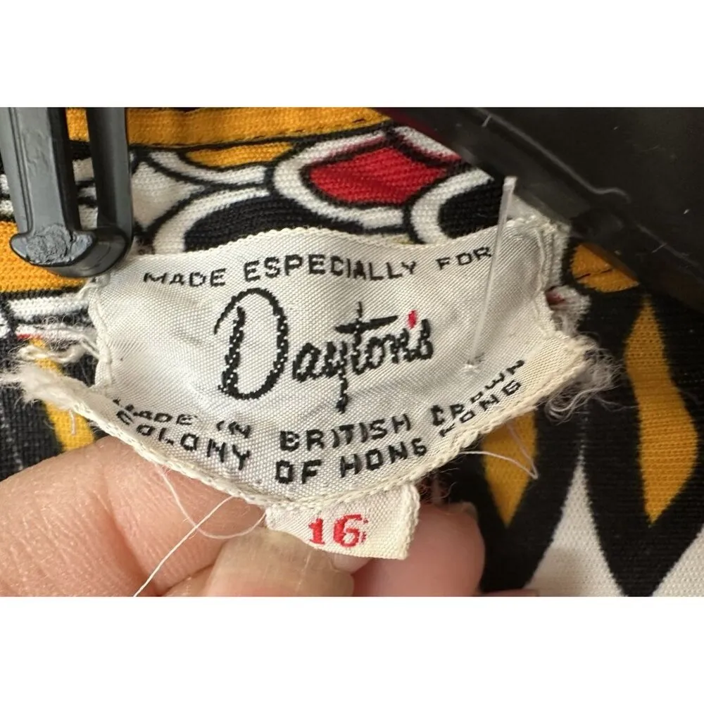 Vintage 1960s Dress Dayton’s Made in the British Crown Colony of Hong Kong Sz 16 Orange - Image 7