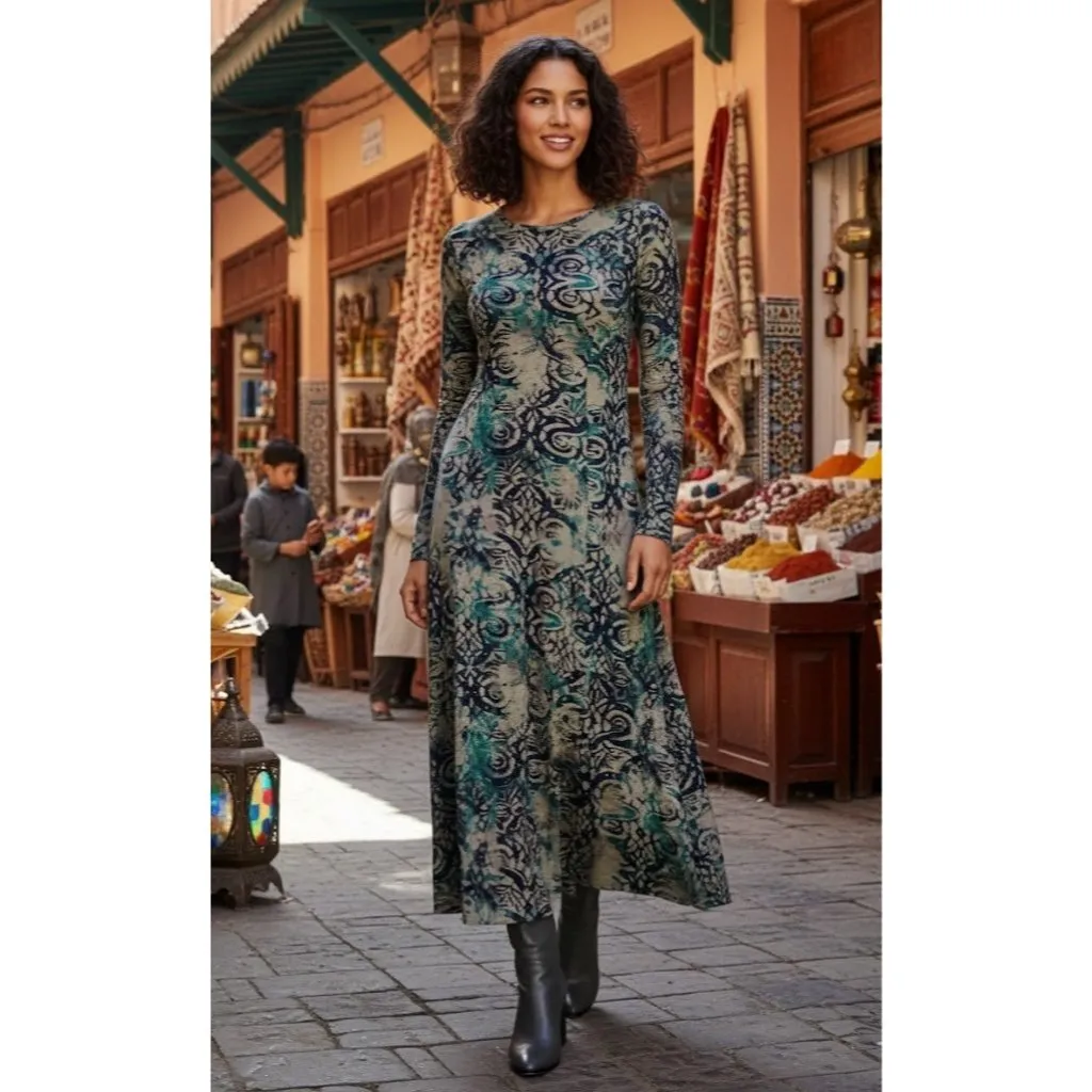 NWT Peruvian Connection Verona in Moroccan Tile Cotton Jersey Midi Dress XL - Image 2