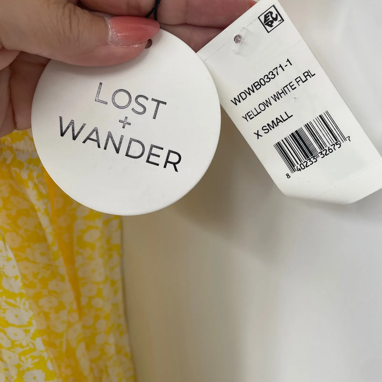 LOST WANDER Yellow White Floral Smocked Halter Maxi Dress XS - Image 3