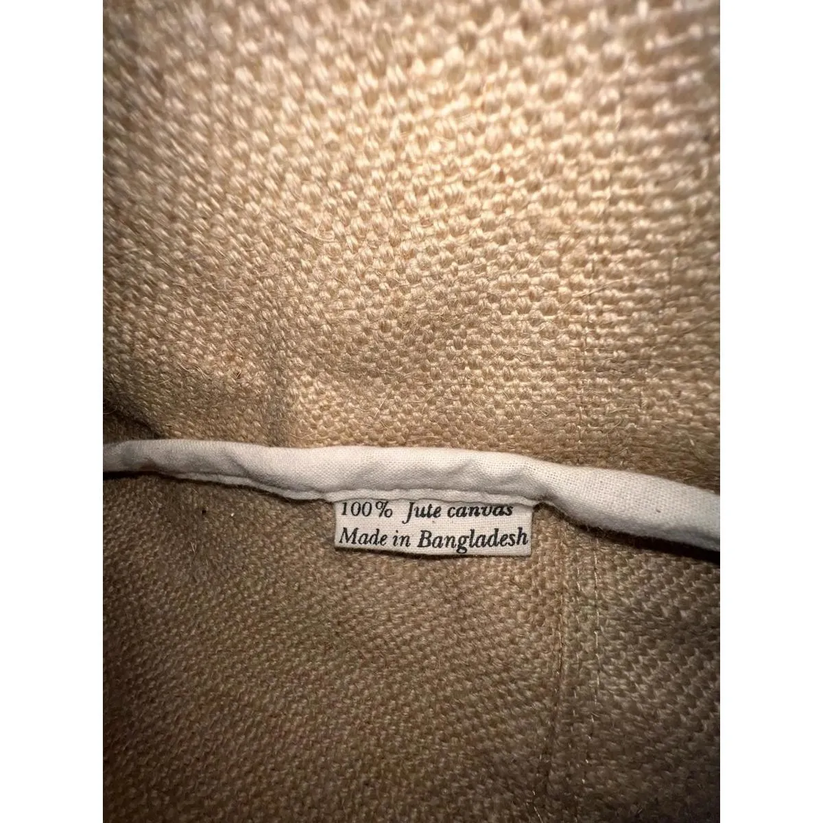 Handmade Jute Canvas Tote Bag Black Beige Floral Market Beach Tan - Image 8