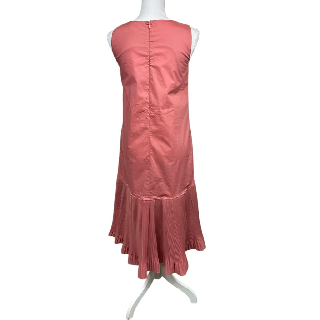 COS Modern Relaxed Sleeveless Cotton Pleated Midi Dress Salmon Pink Size 34 US 4 - Image 5