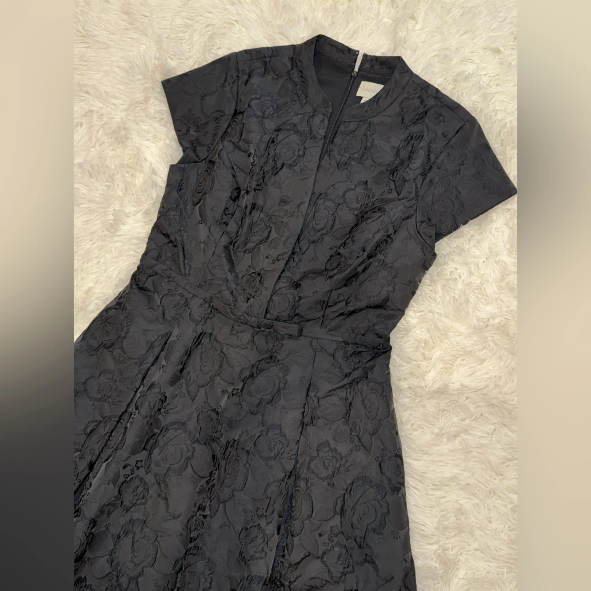 NEW Sachin & Babi Hanna Floral Cloqué Washed Black  Midi Dress sz 8 - Image 5