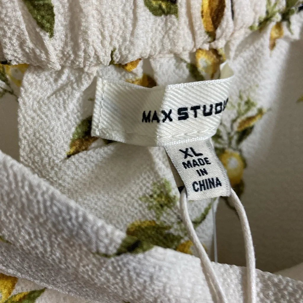 Max Studio Natlemha Faux Wrap High-Low Ruffle Midi Skirt (XL) Lemon Print NWT - Image 9