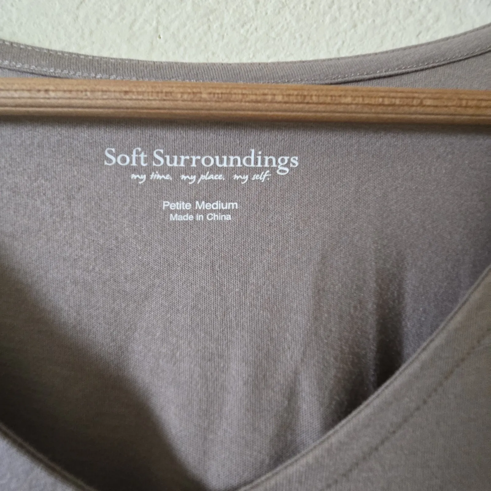 Soft Surroundings Dress Petite Medium Beige Long Sleeve V Neck Cotton Modal - Image 2