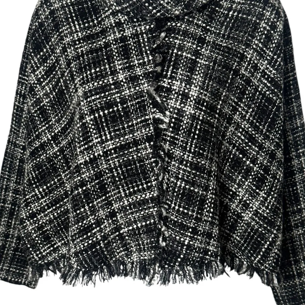 NWOT Zara Tweed Turtleneck Cape Poncho Pullover City Chic Career Old Money M - Image 4