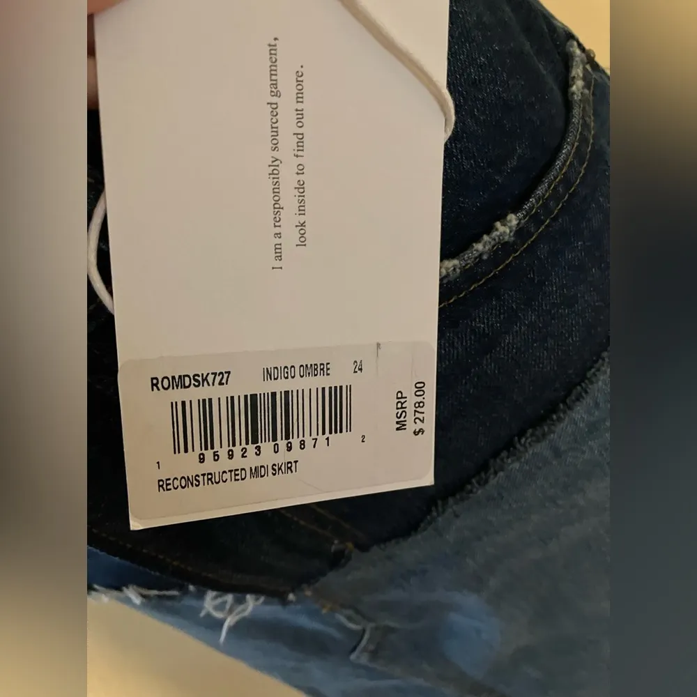 FRAME Distressed denim midi skirt size 24 US 2 - Image 7