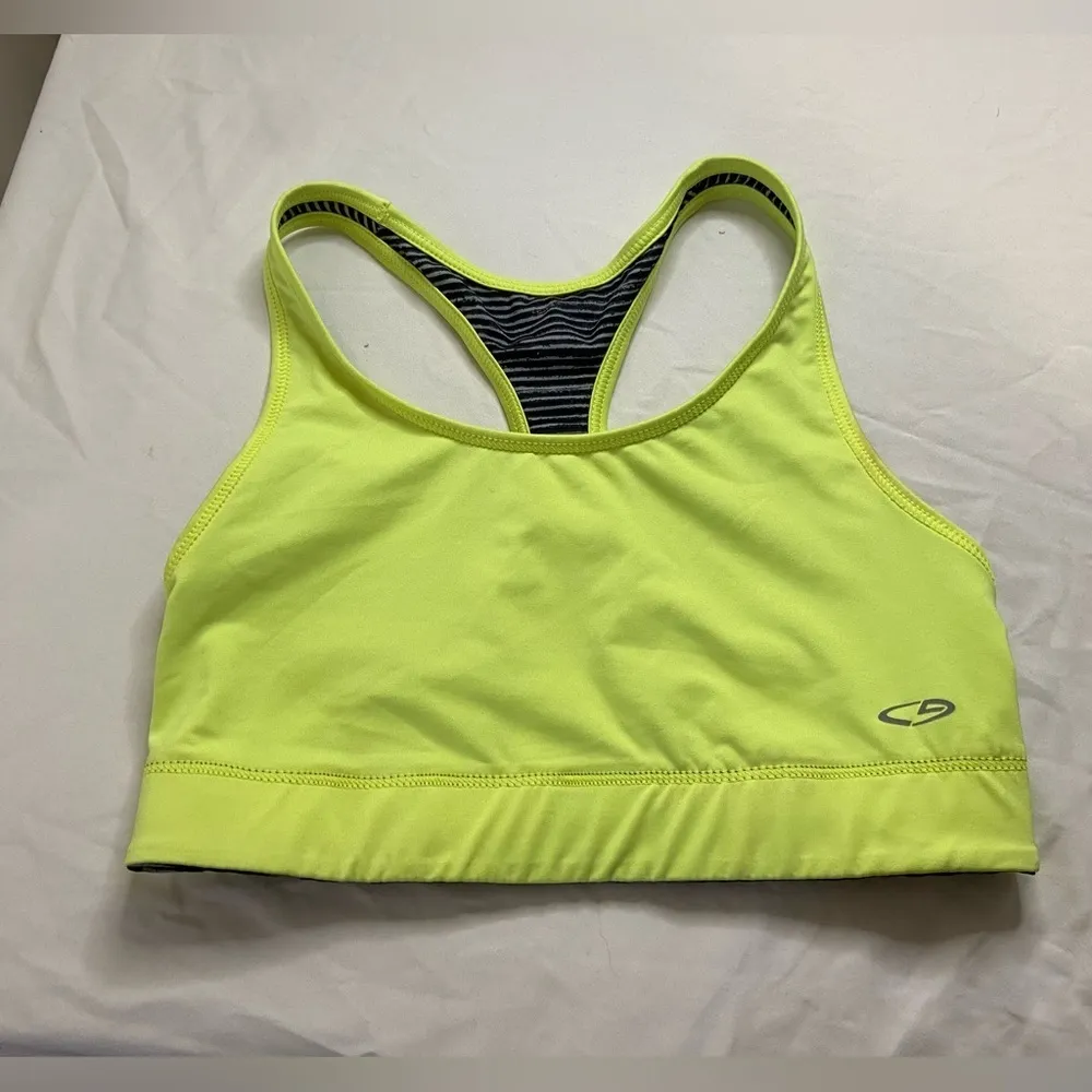 C9 Champion Women's Sports Bra Medium Black green Wireless Racerback reversible - Image 2