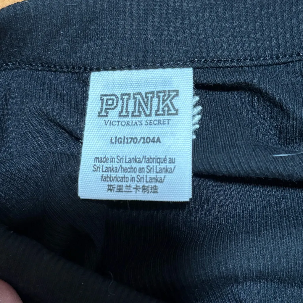 PINK VS Black Cropped Long Sleeve Top Y2K Minimal Clean Girl Basic - Image 2