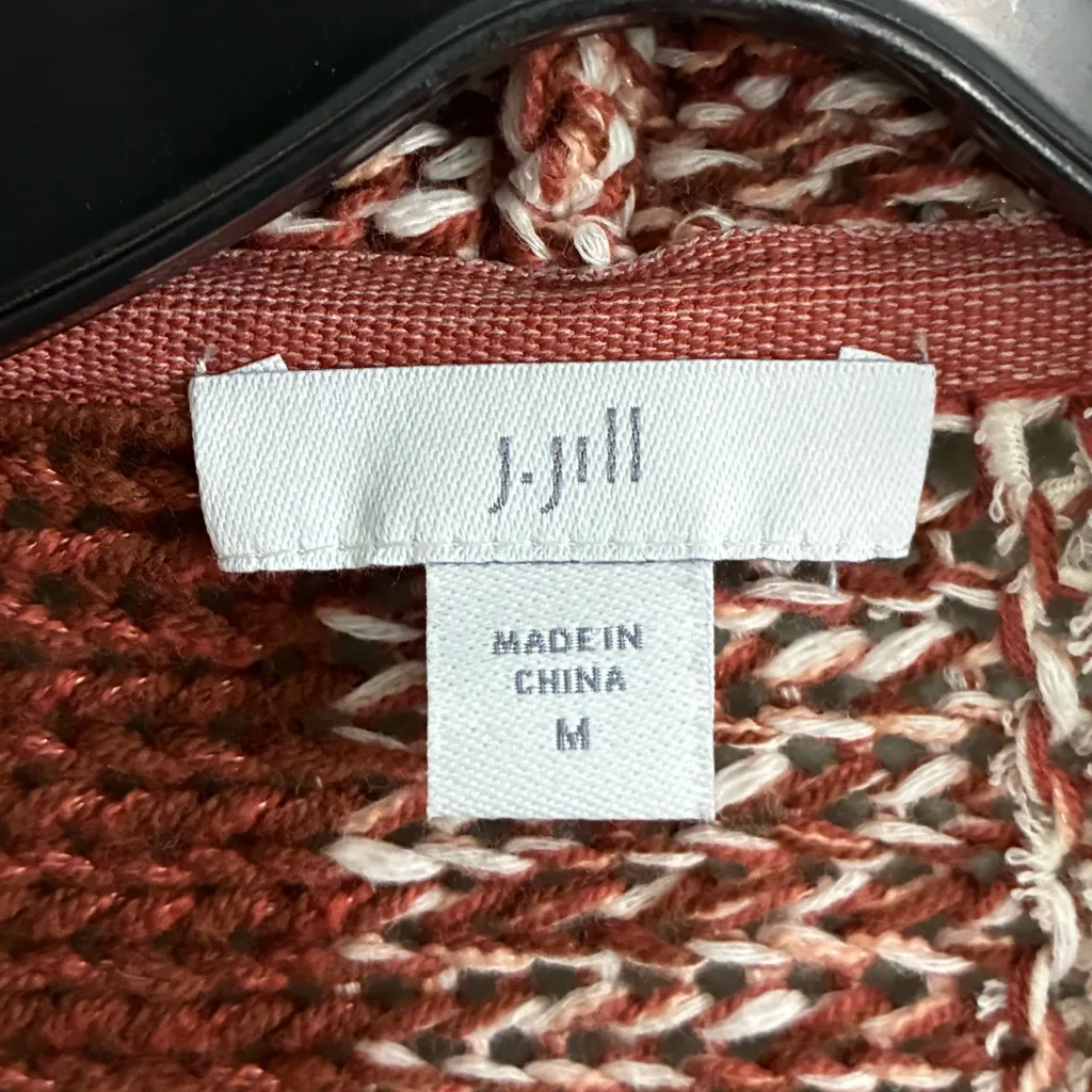 J Jill Dolman Nubby Pink Brown Marled Striped Spring Cardigan Sweater Sz M Size M - Image 2