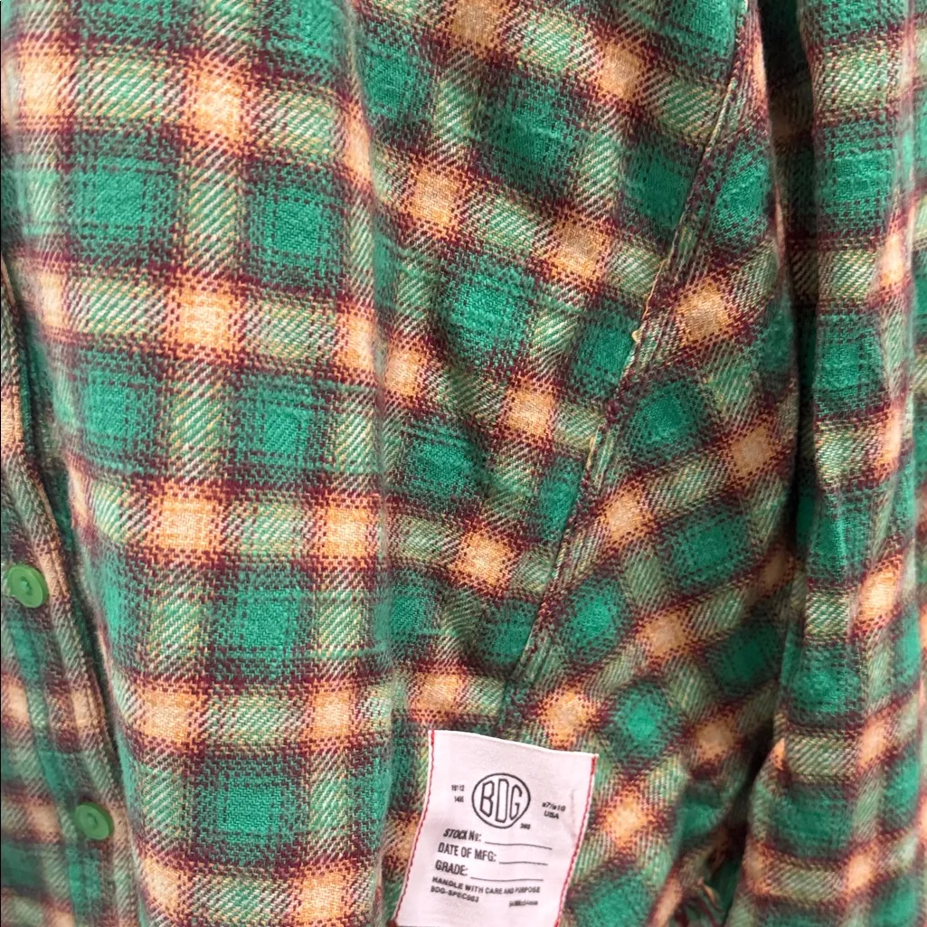BDG Green and Orange Plaid Shirt - Image 2