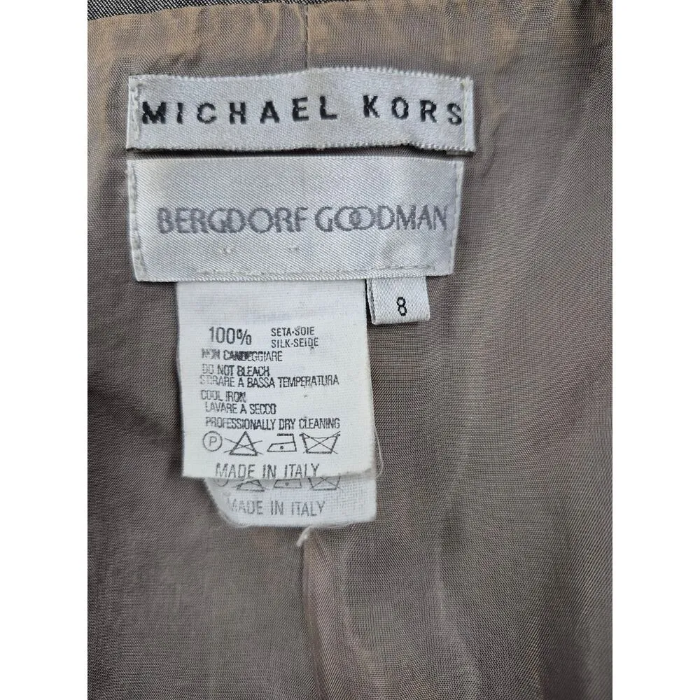 Vtg 90s Y2k Michael Kors Bergdorf Goodman 100% Silk Suit Steel Womens Sz 8 - Image 5