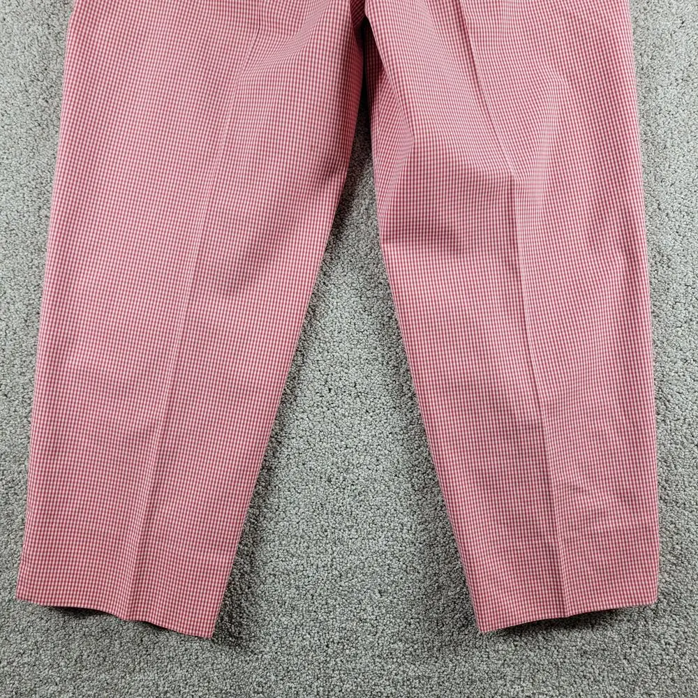 VTG Talbots Capri Pants Womens 12 Red White Gingham Cropped Side Zip Italy - Image 5