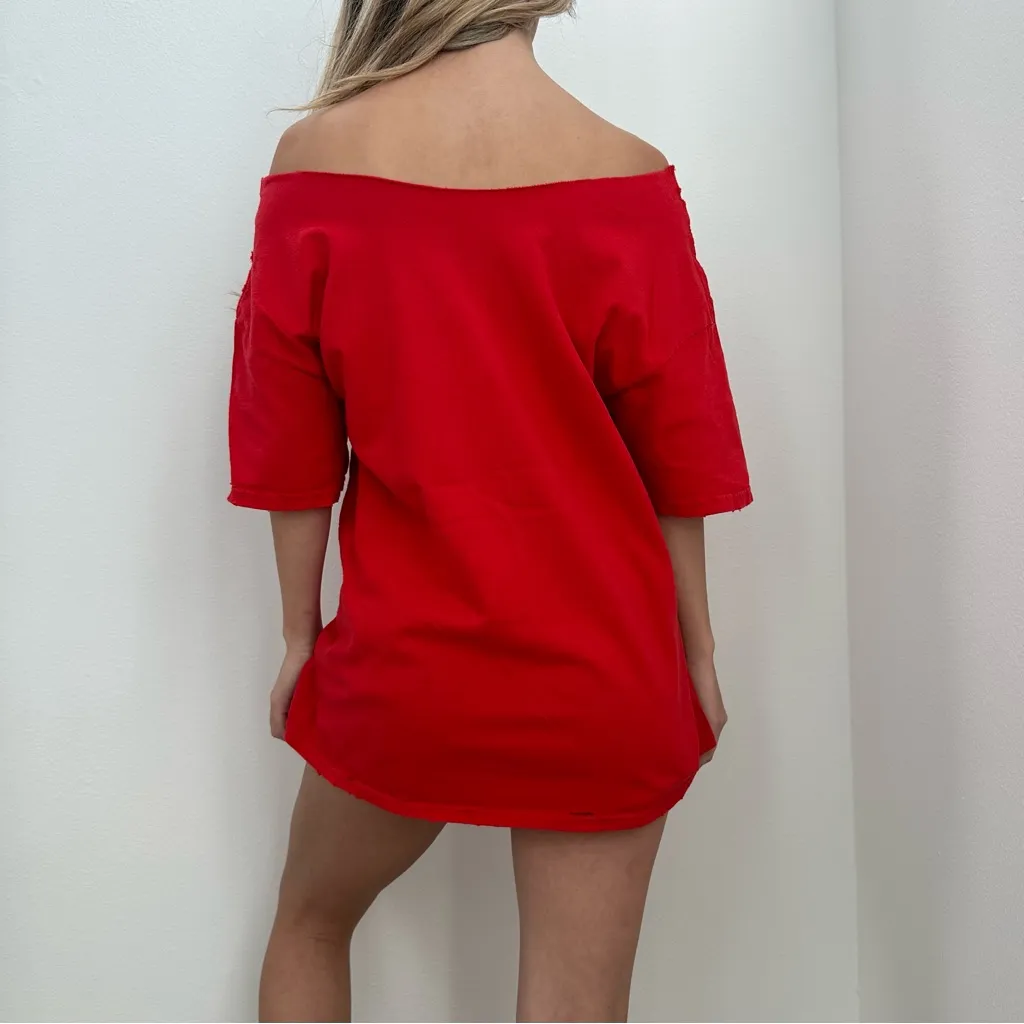 University of Arizona Destroyed off the shoulder Tee Red Size L - Image 3
