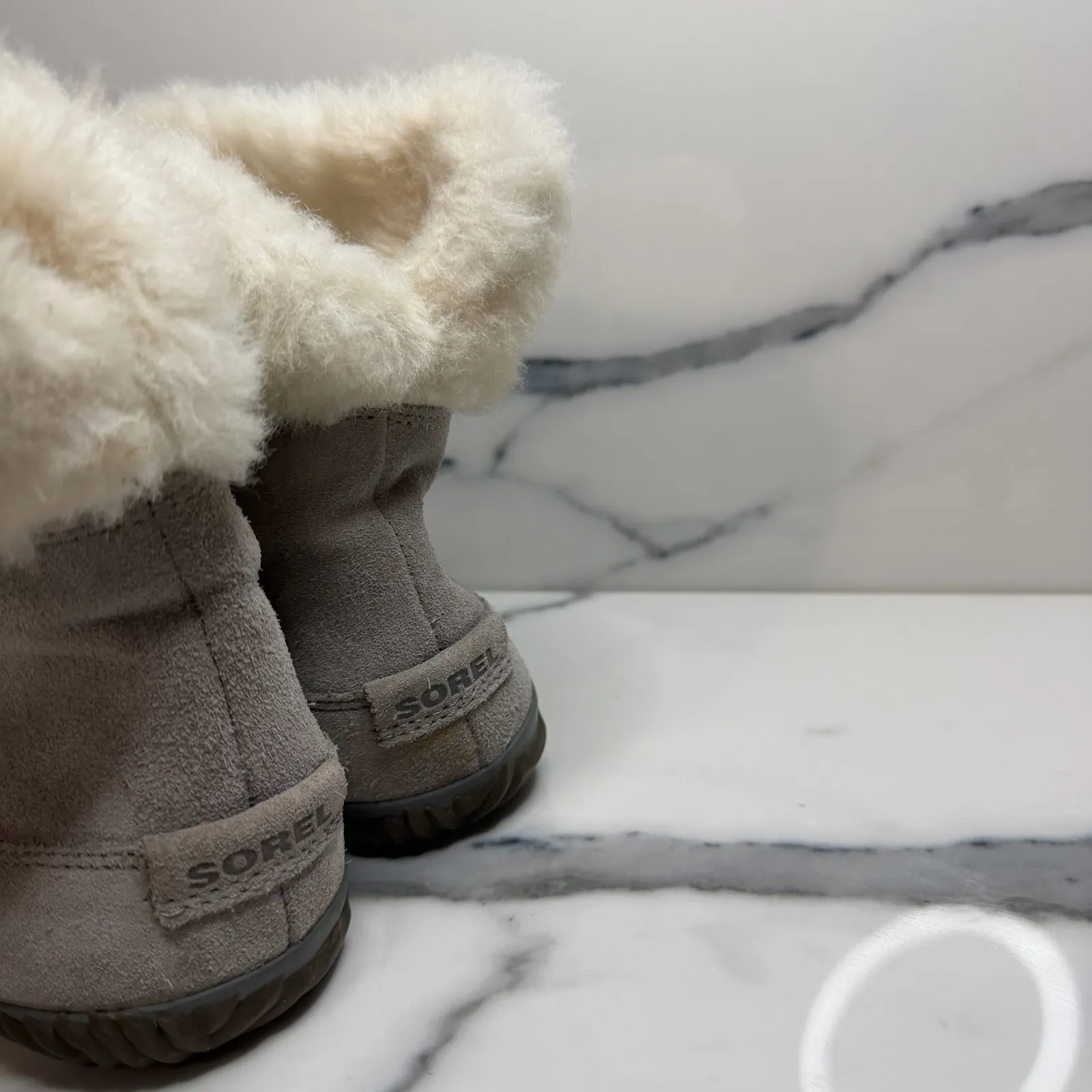 Sorel Women's Gray Suede Faux Fur Lining Out N About Snow Boots Sz 9.5 Outdoors - Image 5